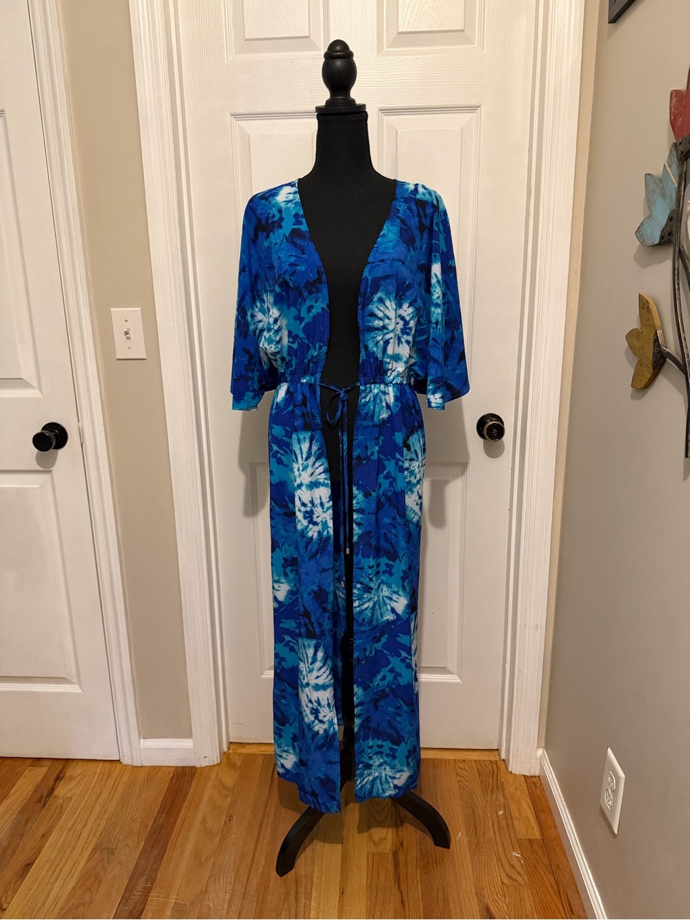 Belle by Kim Gravel Blue Tie-Dye Long Swim Coverup